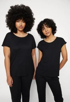 Anna Field 3 PACK - Camiseta Estampada - Light Blue/white/black, Mujer