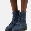 Anna Field LEATHER - Botines Con Cordones - Dark Blue, Mujer