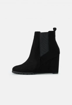 Anna Field LEATHER WINTER BOOT - Wedge Ankle Boots - Botines De Tacón - Black, Mujer
