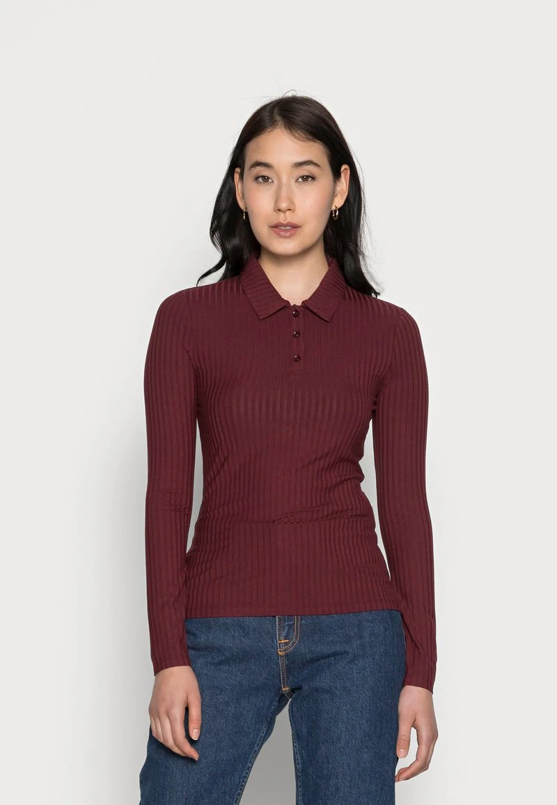Anna Field RIBBED POLO LONGSLEEVE - Camiseta De Manga Larga - Dark Red, Mujer 3 Anna Field RIBBED POLO LONGSLEEVE - Camiseta De Manga Larga - Dark Red, Mujer