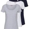 Anna Field 3 PACK - Camiseta Básica - White/navy/light Grey Melange, Mujer -LuxeTrend Ventas 21e808f610d143f2bd39a0e5f767f13d