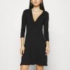 Anna Field Quarter Sleeves Wrap Mini Dress - Vestido Ligero - Black, Mujer -LuxeTrend Ventas 2594bb4fce444cabb7609b3b144b913f