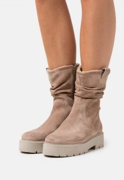 Anna Field LEATHER - Botas Con Plataforma - Beige, Mujer