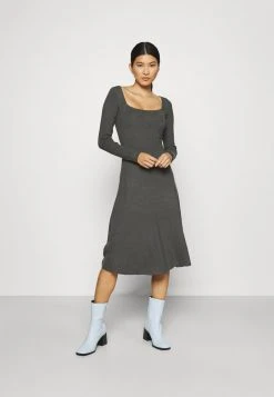 Anna Field Vestido De Punto - Mottled Dark Grey, Mujer