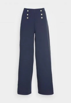 Anna Field BUTTON WAIST WIDE LEG PANTS - Pantalones - Dark Blue, Mujer -LuxeTrend Ventas 461f1736c14549bc8b87bda6943d86e5