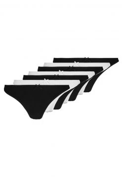 Anna Field GEORGINA 7 PACK THONG - COTTON - Tanga - White/black, Mujer