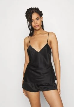 Anna Field SIMPLE SATIN SHORT SET - Pijama - Black, Mujer