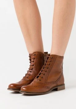 Anna Field LEATHER - Botines Con Cordones - Cognac, Mujer