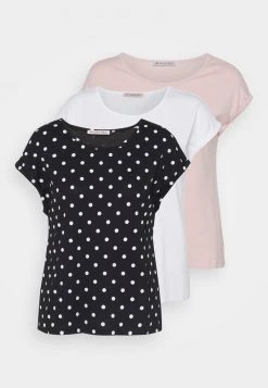Anna Field 3 PACK - Camiseta Estampada - Light Pink/black/white, Mujer