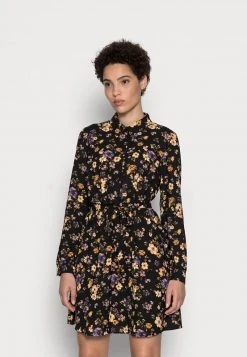 Anna Field BELTED BLOUSE DRESS - Vestido Camisero - Black/lilac, Mujer