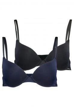 Anna Field NADINE 2PP TSHIRT BRA PLAIN MICRO W LACE WING - Sujetador Básico - Black /dark Blue, Mujer