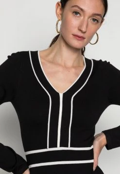 Anna Field V NECKLINE CONTRAST COLOR DRESS - Vestido De Punto - Black/white, Mujer -LuxeTrend Ventas 8628cddb9fe043d88f0018a74f8cef83