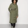 Anna Field LONG COAT WITH HOOD - Abrigo De Invierno - Khaki, Mujer