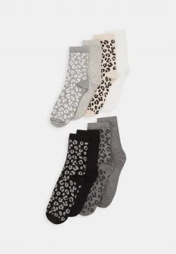 Anna Field 8PP LEOPARD ANKLE - Calcetines - Grey/black, Mujer