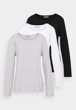 Anna Field 3 PACK - Camiseta De Manga Larga - Black/white/mottled Light Grey, Mujer -LuxeTrend Ventas 961352bddf144aa8ae41be158008bf1b