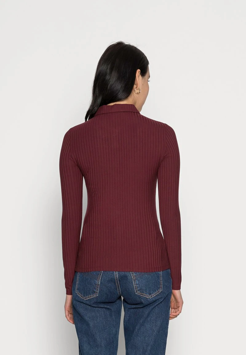 Anna Field RIBBED POLO LONGSLEEVE - Camiseta De Manga Larga - Dark Red, Mujer 5 Anna Field RIBBED POLO LONGSLEEVE - Camiseta De Manga Larga - Dark Red, Mujer - Imagen 3