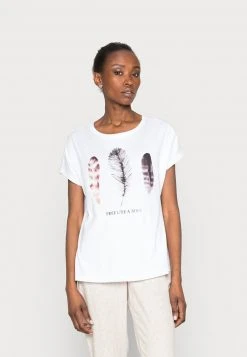 Anna Field FRANCESCA FREE LIKE A BIRD FEATHER TEE - Camiseta Estampada - White, Mujer
