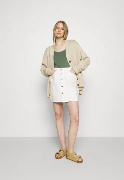 Anna Field 3 PACK - Camiseta Básica - White/mottled Light Grey/light Green, Mujer