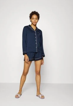 Anna Field AMANDA LONG SLEEVE SHORT SET - Pijama - Dark Blue, Mujer -LuxeTrend Ventas aacb76408be84e109b1bfbc6677fd83b