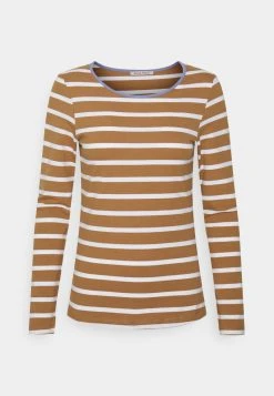Anna Field STRIPEY CONTRAST - Camiseta De Manga Larga - Brown, Mujer