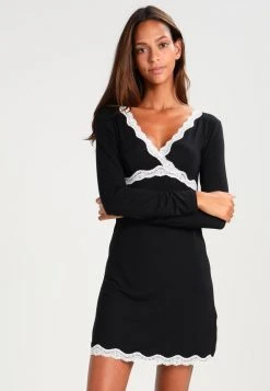 Anna Field HEIDI LONG SLEEVES VISCOSE NIGHTDRESS - Camisón - Black, Mujer
