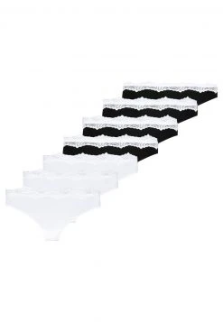 Anna Field CANDY 7 PACK THONG - COTTON/ LACE - Tanga - White/black, Mujer