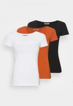 Anna Field 3 PACK - Camiseta Básica - Black/white/brown, Mujer -LuxeTrend Ventas b70662b8415646519d4cfb20491cb807