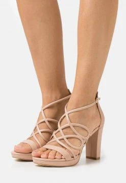 Anna Field LEATHER - Sandalias De Tacón - Beige, Mujer