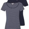 Anna Field 2 PACK - Camiseta Estampada - Navy/white, Mujer