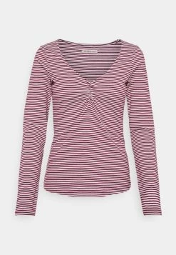 Anna Field Camiseta De Manga Larga - Dark Red/white, Mujer