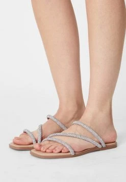 Anna Field LEATHER - Sandalias Planas - Silver, Mujer