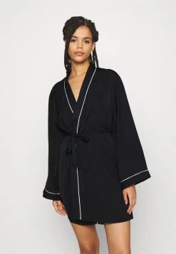 Anna Field AMANDA SATIN DRESSING GOWN - Albornoz - Black, Mujer