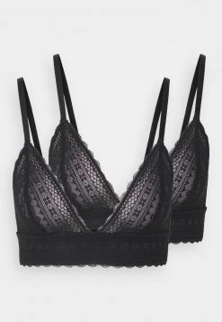 Anna Field 2 Pack Greer Lace Bralette - Sujetador Sin Aros - Black, Mujer