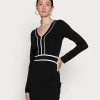 Anna Field V NECKLINE CONTRAST COLOR DRESS - Vestido De Punto - Black/white, Mujer -LuxeTrend Ventas ccee386668034e2f91935762144cbd5f