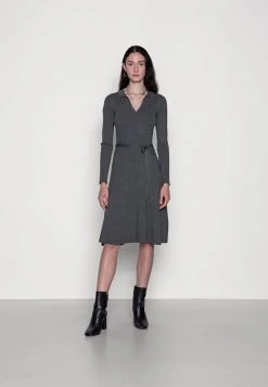Anna Field POLO MIDI DRESS - Vestido De Punto - Mottled Dark Grey, Mujer